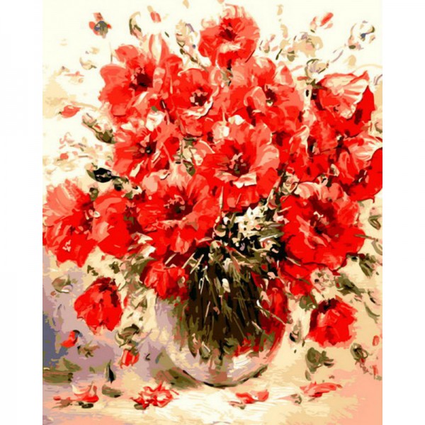 Red Flower in Vase - Painting by Numbers Canada