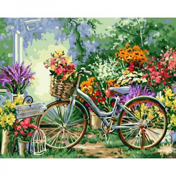 Flower Bicycle - Painting by Numbers Canada