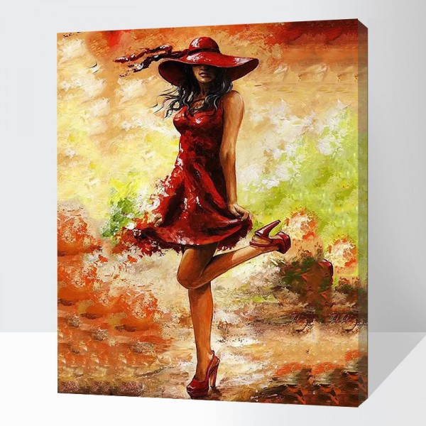 Girl in Red Dress - Painting by Numbers Canada