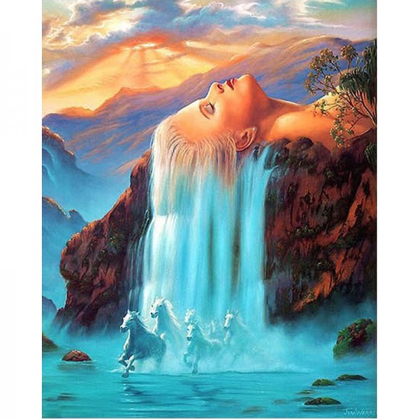 Girl Waterfall - Painting by Numbers Canada