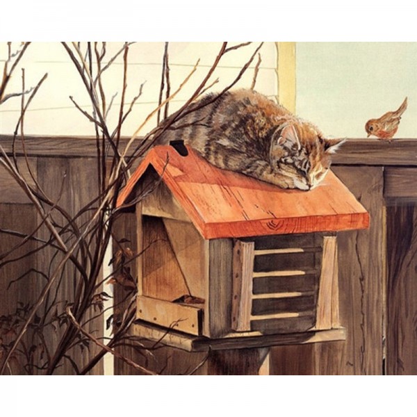 Cat on a Birdhouse - Painting by Numbers Canada