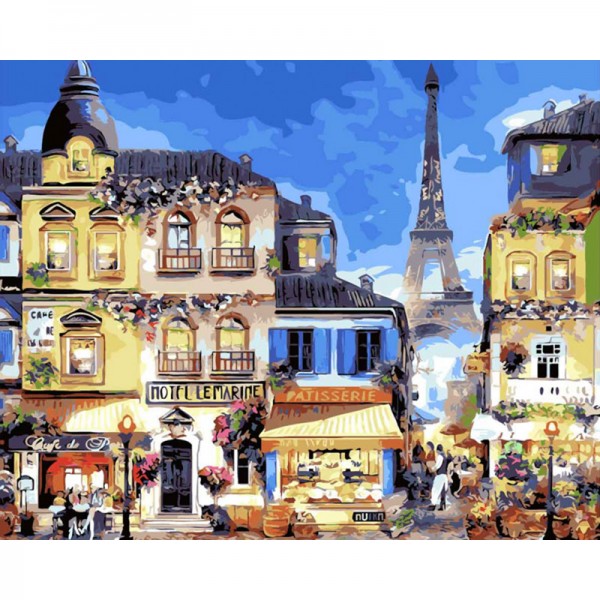 Cafe Paris Street Scene - Painting by Numbers Canada