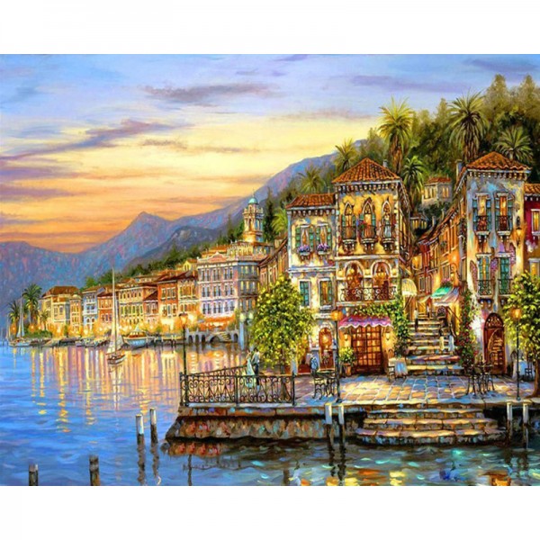 Village By Seaside - Painting by Numbers Canada