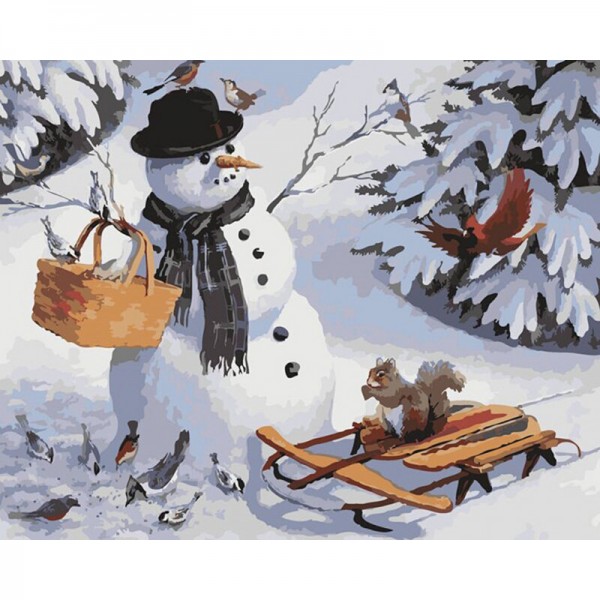 Winter Snowman - Painting by Numbers Canada