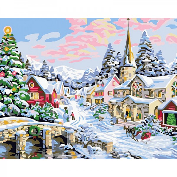 Merry Christmas Building PBNA-618 - Painting by Numbers Canada