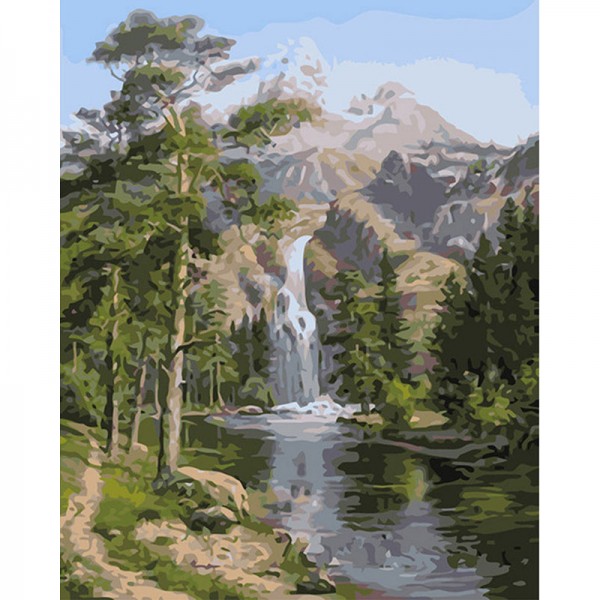 Mountain & Waterfall w - Painting by Numbers Canada