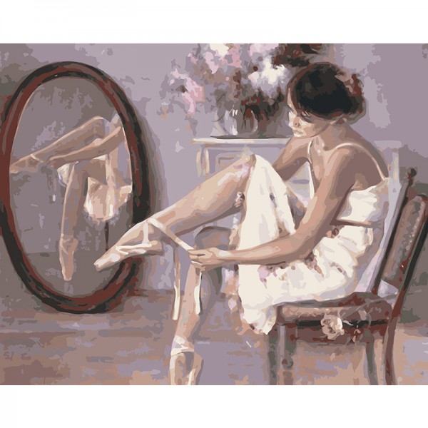 Ballerina Tying Shoes - Painting by Numbers Canada