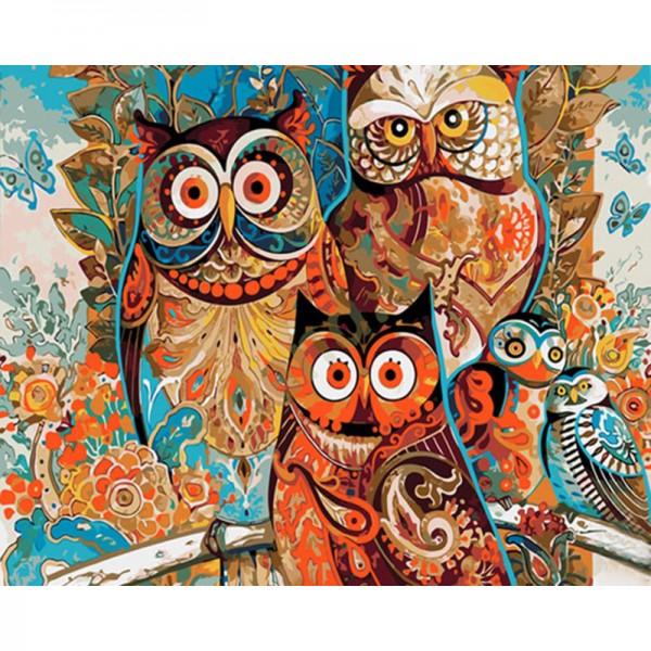 Colorful Owls - Painting by Numbers Canada