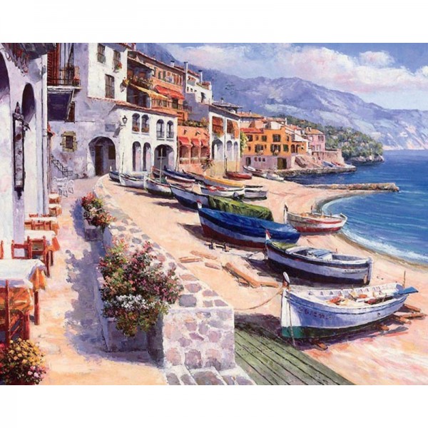 Boats of Calella - Painting by Numbers Canada