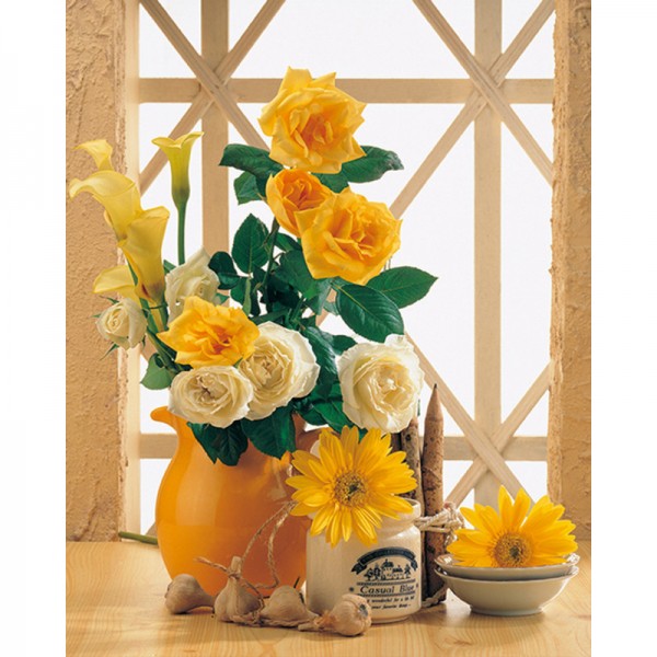 Yellow Rose Vase - Painting by Numbers Canada