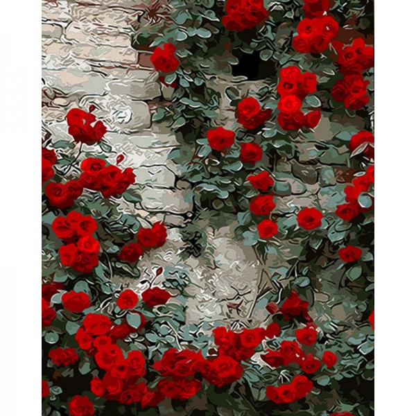 Rose Vines on Brick Wall - Painting by Numbers Canada