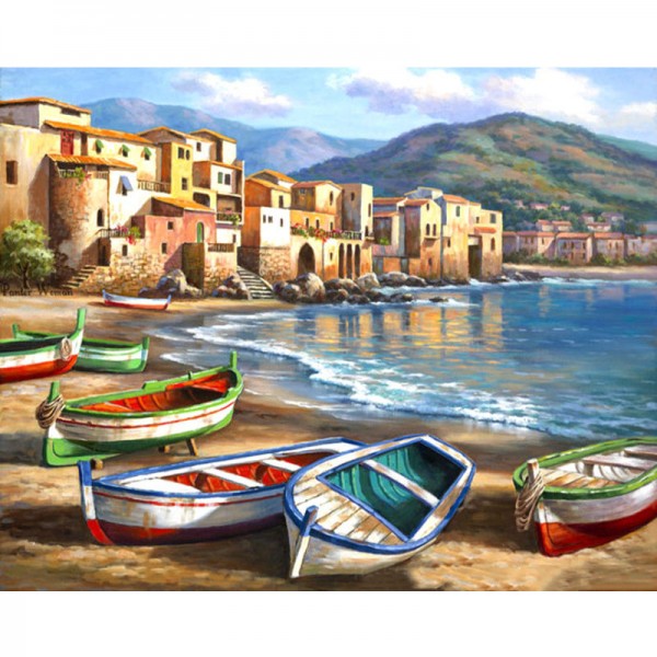 Landscapes Boats on the Beach - Painting by Numbers Canada