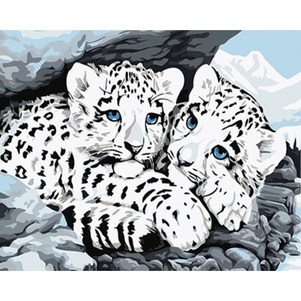 Blue Eyed Snow Leopard - Painting by Numbers Canada