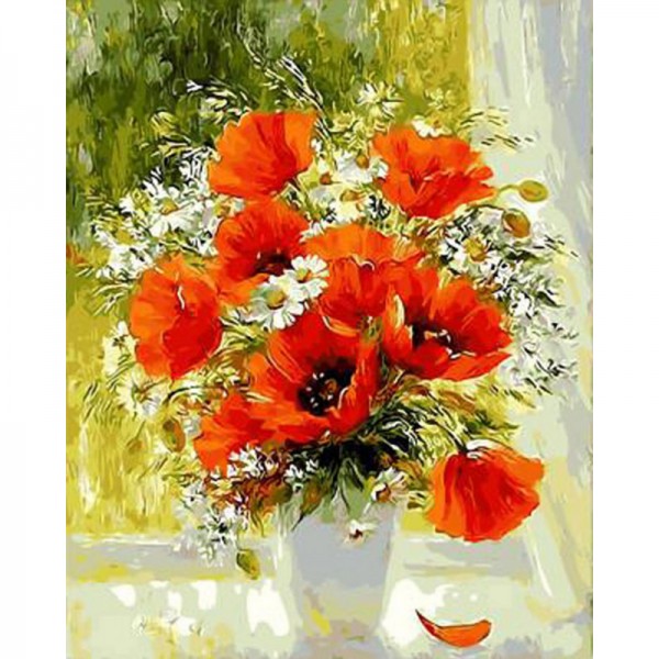 Poppy Flower in a Vase - Painting by Numbers Canada