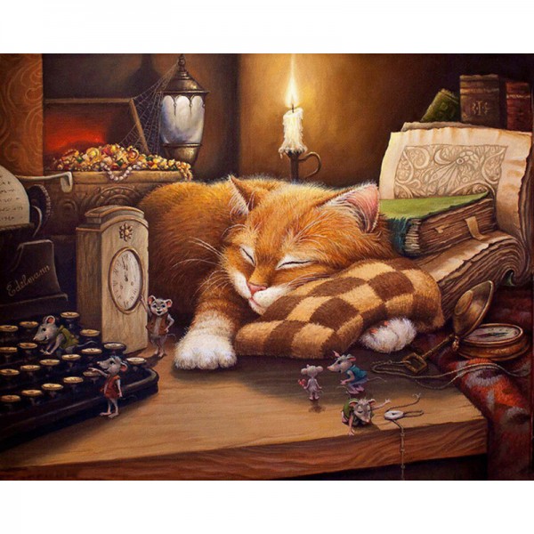 Sleeping Cat & Rats - Painting by Numbers Canada