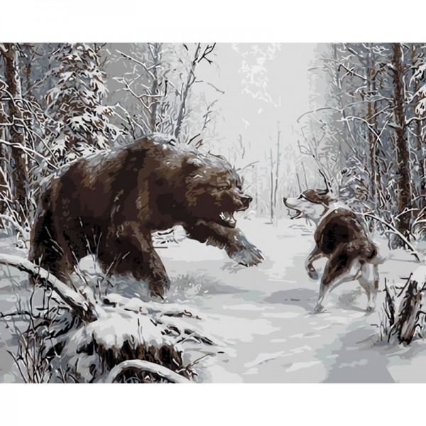 Bear Vs Wolf - Painting by Numbers Canada