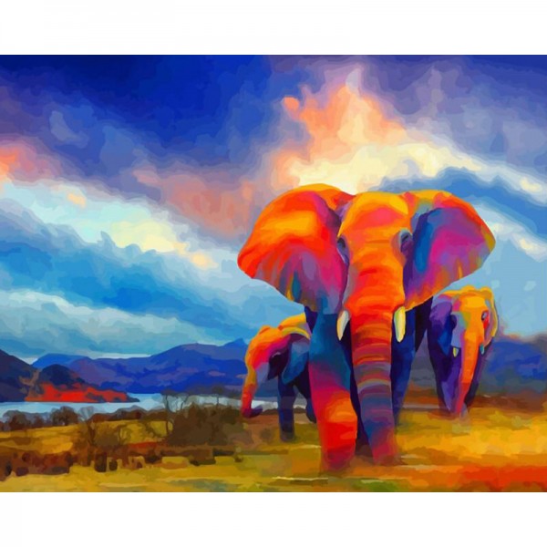 Elephant Easy African Sunset - Painting by Numbers Canada