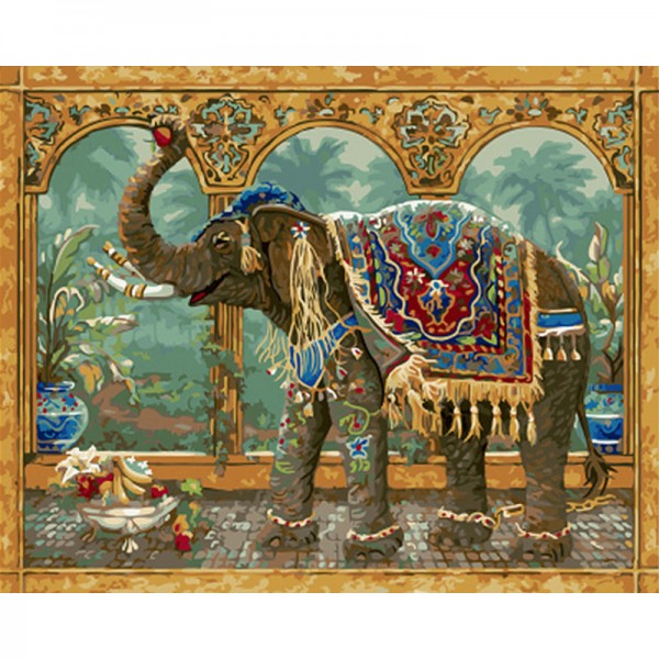 Elephant with Red Apple PBNA-349 - Painting by Numbers Canada