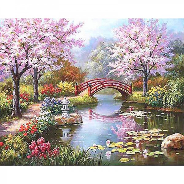 Japanese Garden in Bloom - Painting by Numbers Canada