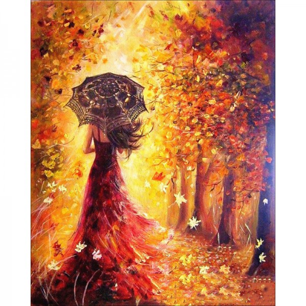Beautiful Woman Autumn Landscape - Painting by Numbers Canada