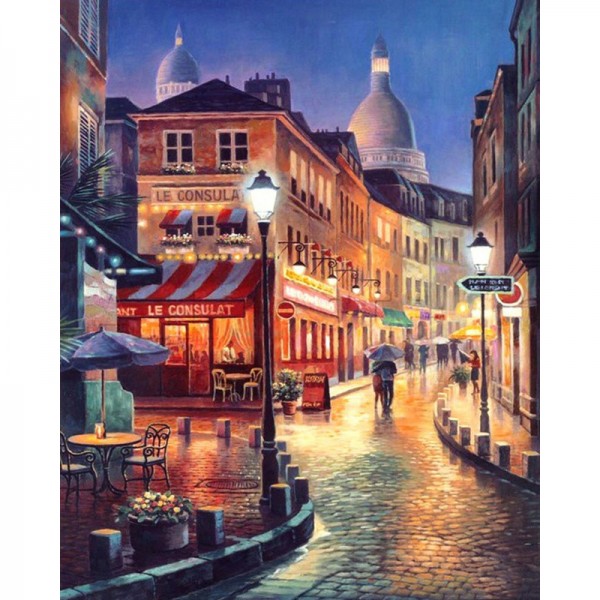 Paris Coffee Street View - Painting by Numbers Canada