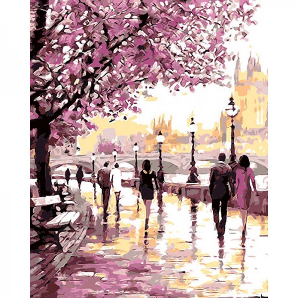 Faraway Cherry Blossoms Road - Painting by Numbers Canada